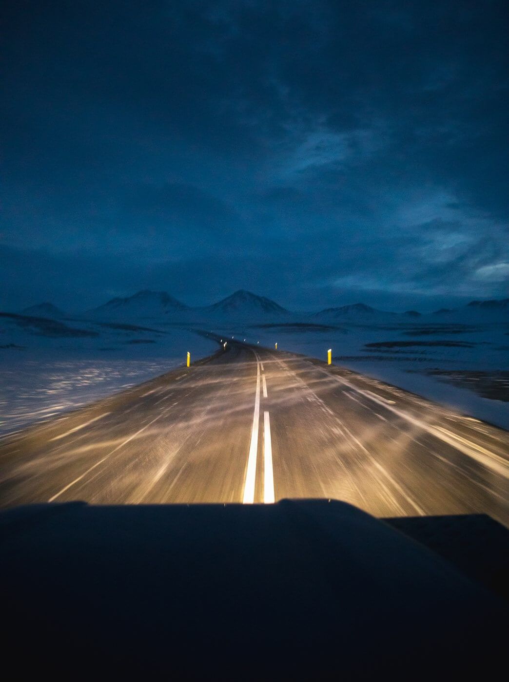 winter driving in iceland, icy road