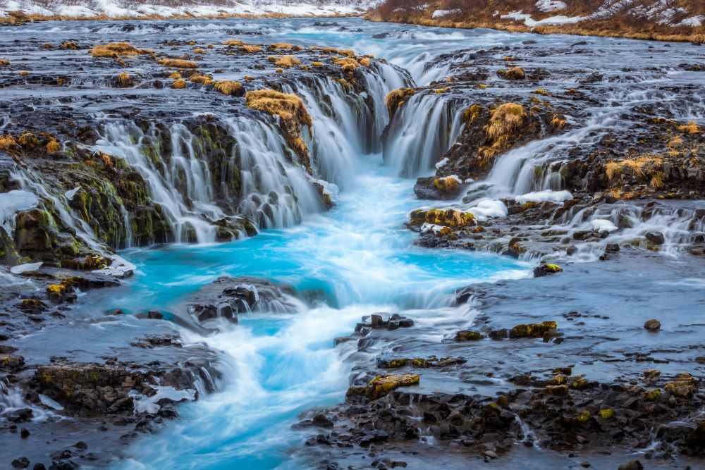 The amazing blue color in Bruarfoss.
